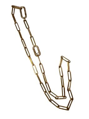 The Woods Brass link chain with pave diamond 24”